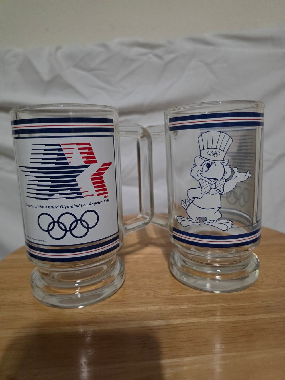 1984 LA Olympics Glass Stein Mug Set
